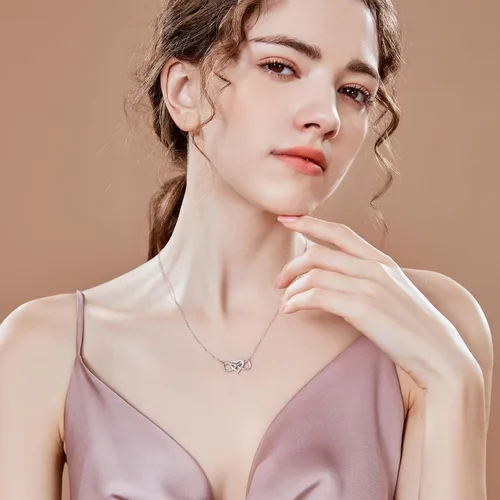 Vista 3 de Collar de plata para mujer, collar de corazón, delicado collar de plata de ley, collar de cadena de plata de ley