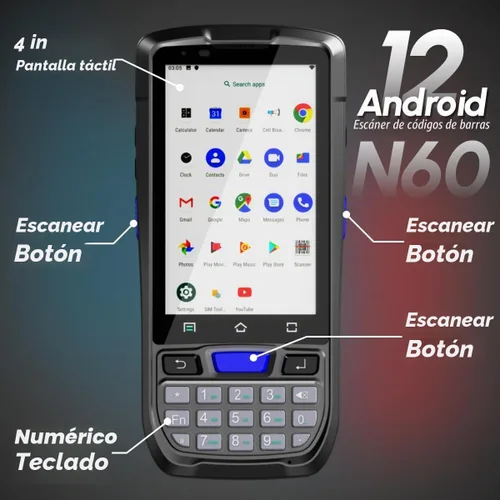 Vista 7 de Rayoungtek Escáner de Código de Barras Android Integrado HW N5703 Motor de Escaneo 1D/2D/QR, Lector NFC, Terminal de Datos PDA Computadora Móvil