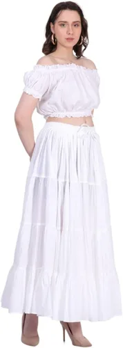 Vista 4 de Wevez Falda gitana 25 yardas color liso de algodón para mujer