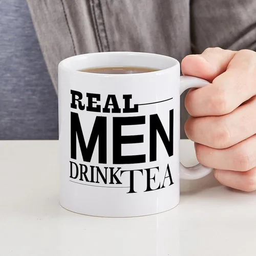Vista 4 de CafePress Real Men Drink Tea Mugs Taza de café de cerámica de 11 oz (11.0 fl oz)