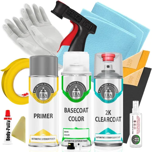 Vista 12 de ERA Paints PQP/SQP - Pintura en aerosol de retoque automotriz brillante de jade metálico para JEEP - Kit esencial de 2 K
