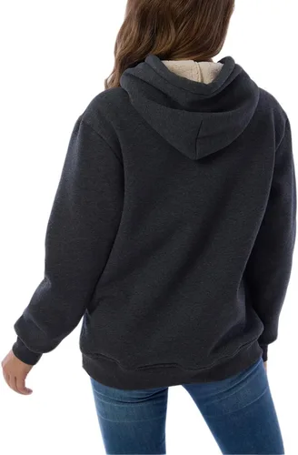 Vista 6 de Sudadera con capucha para mujer, forro polar, sherpa, para invierno, casual, ajuste holgado