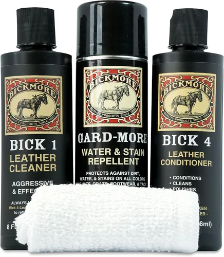 Vista 2 de Bickmore Kit de Cuidado para Botas - Bick 1 Bick 4 & Gard-More - Loción de Limpieza, Suavizante y Protector de Cuero - Para Limpiar, Suavizar