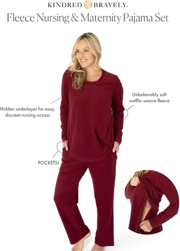 Vista 2 de Kindred Bravely Conjunto de pijama de lactancia polar Pijamas de maternidad para lactancia materna