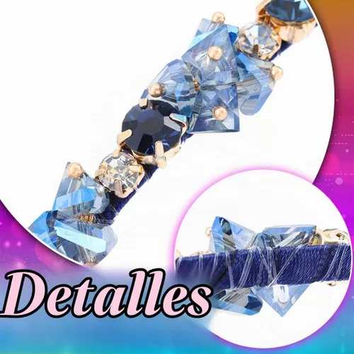 Vista 5 de Urieo Diadema de cristal con gemas azules, accesorio para el cabello de diamantes de imitación para mujer