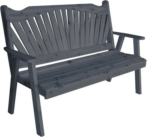 Vista 3 de Furniture Barn USA Pine - Banco de jardín Fanback de 4 pies, color negro
