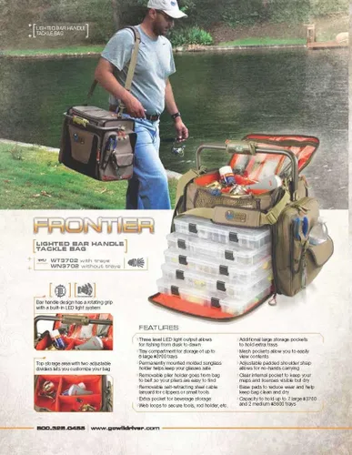 Vista 2 de Wild River de CLC Custom Leathercraft WT3702, mediomundo con manija Tackle Tek Frontier, con cinco charolas PT3700