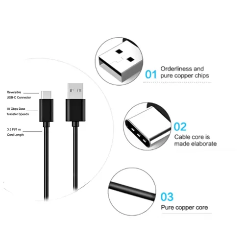 Vista 3 de Cable de carga USB tipo C compatible con W-King D7 D8 D9 T9 X10 x20, Teblab hd77 Max/HD-360 Pro/HD-mini/HD-Max/HD-Force/FX100, Marshall Stockwell II