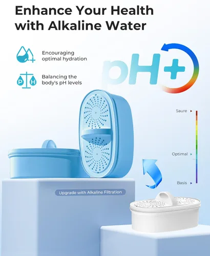 Vista 3 de Filtro de agua alcalina de repuesto para todos los sistemas de filtración de jarra y dispensador Waterdrop, se adapta a Waterdrop WD-PF-AL, reduce