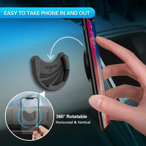 Vista 3 de volport Soporte de automóvil para Pops plegable para enchufe, paquete de 2 soportes de teléfono celular de silicona negra para enchufe Negro