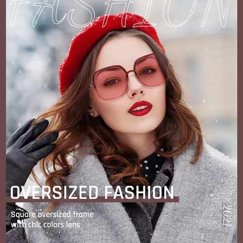 Vista 3 de TOREGE Gafas de sol para mujer, gafas de sol cuadradas de gran tamaño, gafas de sol polarizadas de moda para mujer TR-C8