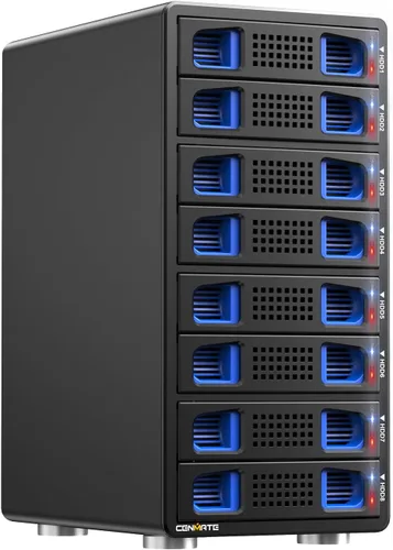 Vista 13 de CENMATE Caja de Disco Duro de Aluminio de Doble Bahía con Ventilador de Enfriamiento para HDD/SSD SATA de 2.5"/3.5" con USB A/C 3.0, Soporte