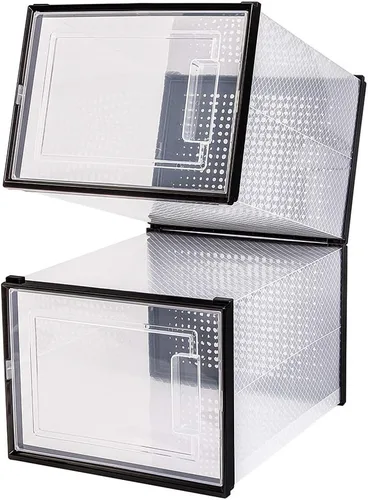 Vista 8 de Clik - sistema de caja de zapatos entrelazada y apilable. Mediano transparente/negro.