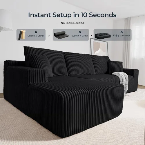 Vista 5 de Sofá modular Cloud de 105 pulgadas, sofá modular en forma de L con asiento profundo, sofás sin hueso para sala de estar y dormitorio, tapicería