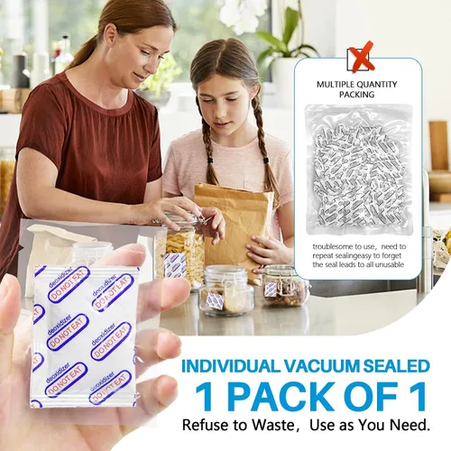 Vista 2 de Absorbentes de oxígeno para almacenamiento de alimentos, 300 cc (1 paquete de 1 paquete sellado al vacío individualmente, 100 paquetes totales)