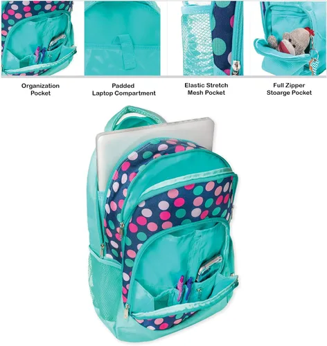 Vista 5 de Class Collections - Conjunto de mochila y lonchera punto polka azul