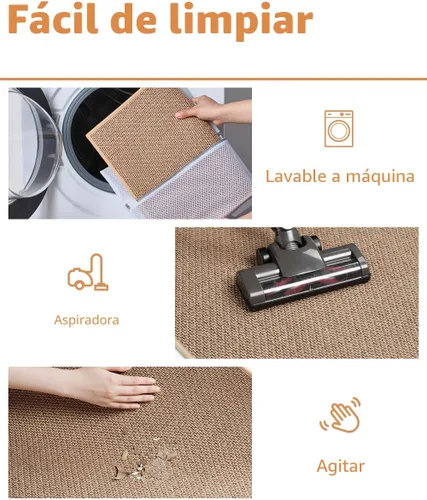 Vista 5 de PADOOR Alfombra de baño antideslizante con parte trasera de goma, trenzada absorbente, lavable a máquina, fina alfombra para suelo de baño, de Beige