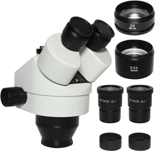 Vista 8 de Kit de accesorios para microscopio 3.5X-90X 7X-45X simulfocal trinocular microscopio de video microscopio zoom estéreo cabeza + WD165 0.5X 2.0X