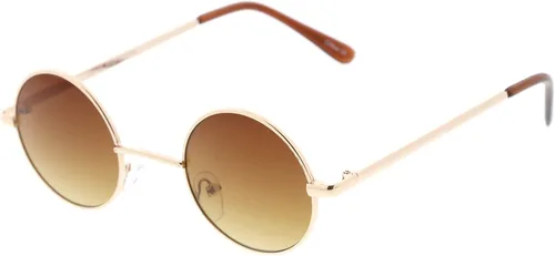 Vista 3 de zeroUV Pequeñas gafas de sol redondas de metal coloreadas estilo retro Lennon 134.5 ft m Dorado/ámbar
