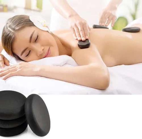 Vista 8 de EXCEART Piedras de masaje volcánico para terapia de spa, piedras planas naturales calientes y frías, 3.14 x 2.36 x 0.59 pulgadas, juego de 2 piedras