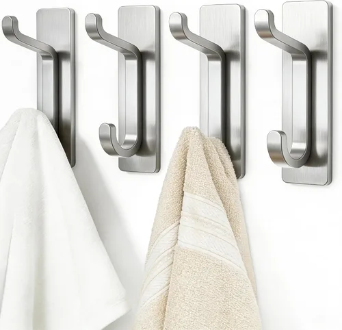 Vista 14 de Ganchos de pared autoadhesivos para colgar: extra fuertes 13 libras, gancho para abrigo, toalla en baños, ducha, cocina, pared, gancho de puerta