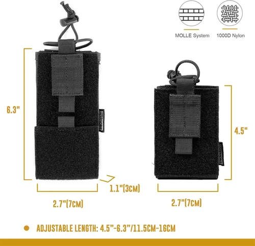 Vista 6 de OneTigris Funda de radio para BaoFeng UV-5R BF-F8HP Bolsa de nailon MOLLE para Walkie Talkie Rifle Mag (negro) Fit BaoFeng UV-5R BF-F8HP,w/ USA