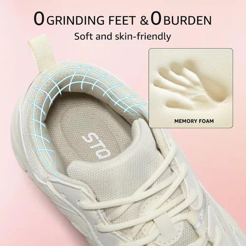Vista 5 de STQ Zapatos deportivos gruesos para mujer, cómodos zapatos para caminar con Arch Sopport