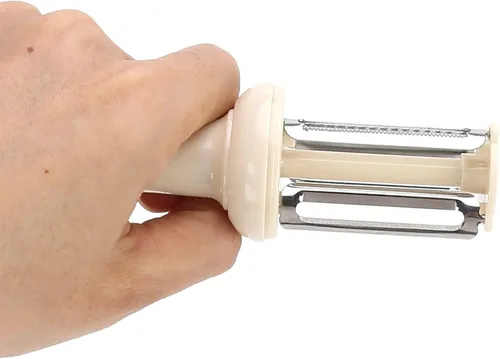 Vista 7 de Pelador de verduras para cocina, peladores de frutas en forma de botella para manzanas, zanahorias y papas, herramienta de pelado de cocina (beige)