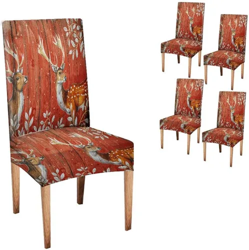 Vista 257 de CAPSCEOLL Christmas Dining Chair Covers,Snowflakes Festive Winter Pattern Stretch Chair Covers for Dining Room Set of 2 Washable Spandex Parson