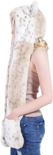 Vista 2 de HomDSim Anime Spirit - Sudadera con capucha de animal, sombrero de piel sintética con bufanda cálida, guantes de orejas y patas