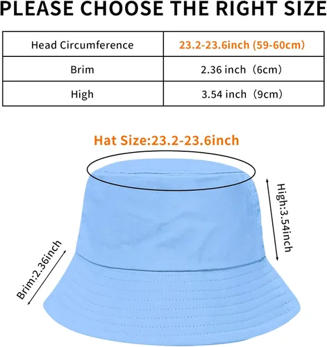 Vista 63 de PFFY Bucket Hat for Women Men Cotton Summer Sun Beach Fishing Cap