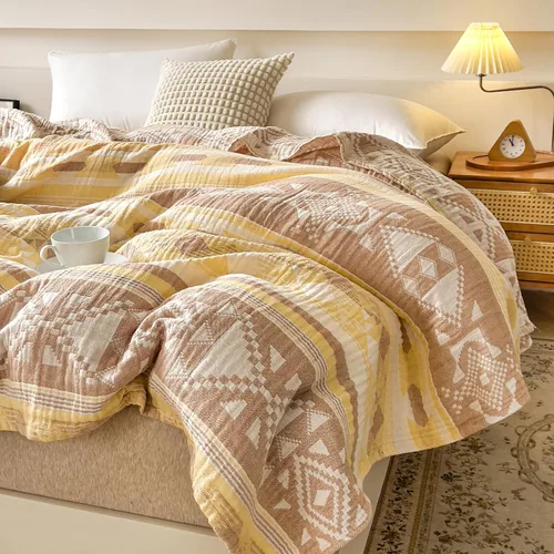 Vista 12 de MEJU Manta ligera de muselina marrón para perros, cachorros, para niños, para cama, sofá, 100% algodón peinado, de 3 capas, suave y cálida