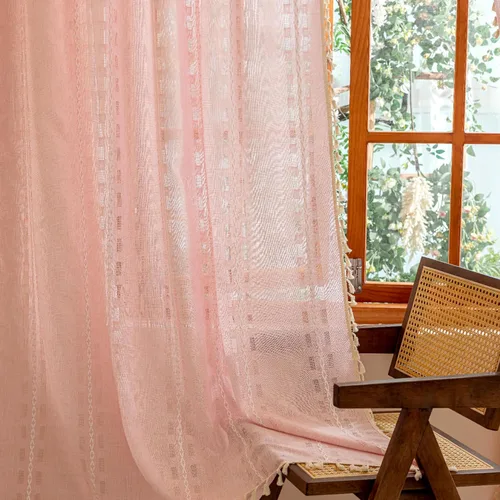 Vista 11 de Cortinas blancas de 96 pulgadas de largo, juego de 2 paneles de cortinas filtrantes de luz de piso a techo, cortinas de privacidad para sala