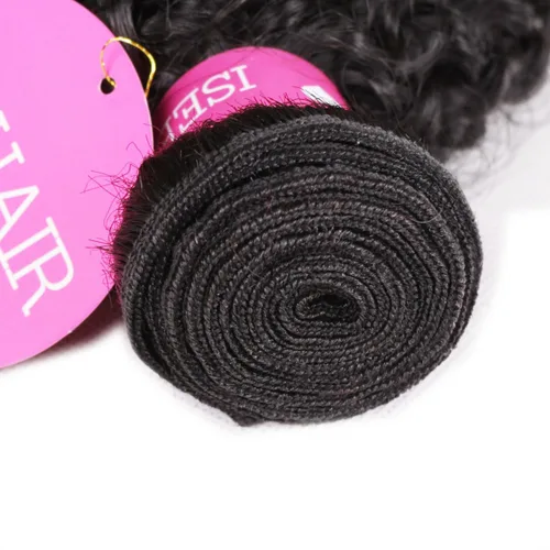 Vista 3 de ISEE Extensión de cabello malayo 100% virgen sin procesar, rizado profundo, color negro natural que puede ser teñido, 10 pulgadas 100% Malaysian