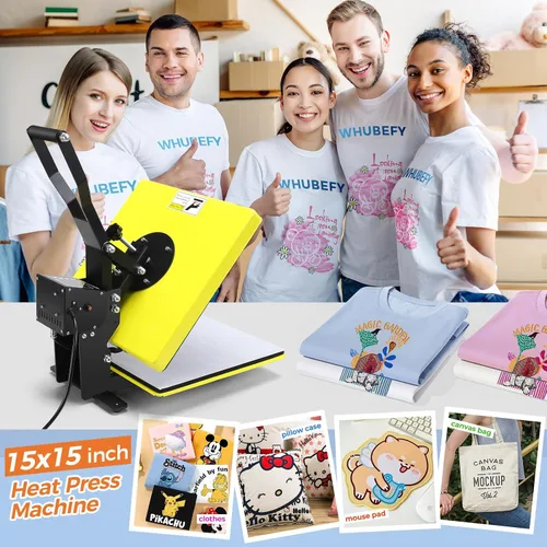 Vista 2 de Whubefy - Máquina de prensa de calor de 15 x 15 con deslizamiento, máquina de prensa de calor digital con concha para impresoras de camisetas