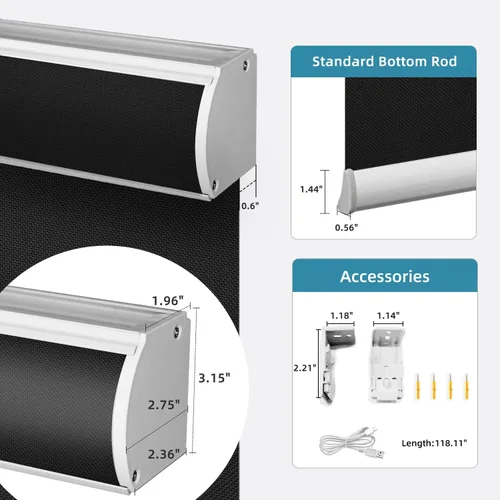 Vista 4 de SmartWings Persianas motorizadas con 5% de apertura, funcionan con Homekit Z-Wave Alexa SmartThings Google, persianas inteligentes con filtro de luz
