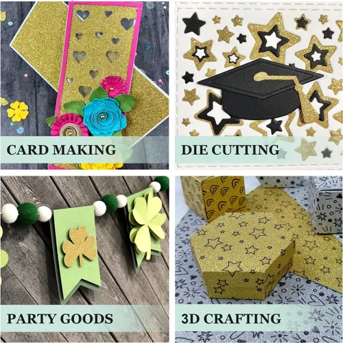 Vista 5 de Cardstock Warehouse Diamond Print Inkjet Glitter - Papel de cartulina con purpurina dorada de alta calidad, 15 hojas, 8.5 x 11 pulgadas, 104