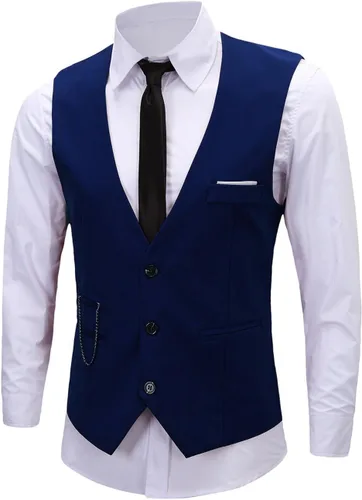 Vista 15 de Vestido formal para hombre, de negocios, ajustado, sin mangas, chaqueta de traje, chaleco chaleco Negro
