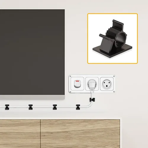 Vista 3 de Viaky 30 clips negros ajustables para cables, broches reutilizables autoadhesivos para fijación de cable de nylon, soporte de cable de nailon