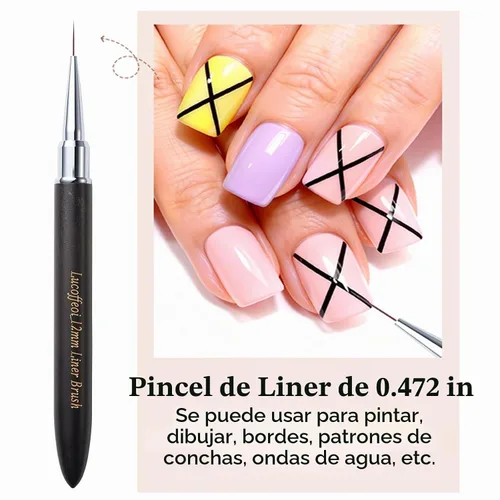 Vista 5 de French Tip Brush - Delineador de uñas para acrílico y precisión Cepillo de revestimiento de 0.472 in
