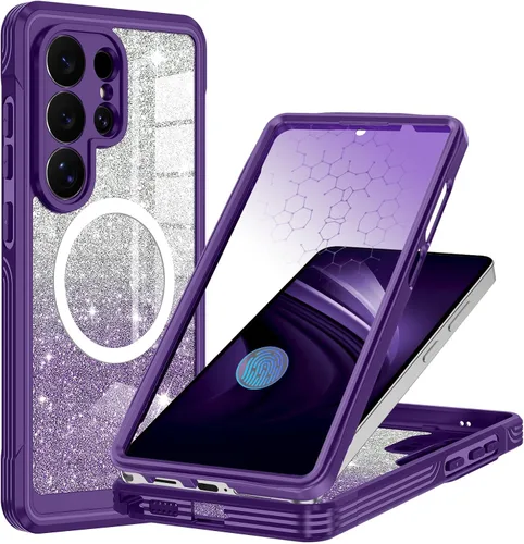 Vista 39 de Hekodonk Funda magnética para Galaxy A17 5G, [compatible con Magsafe] [Protector de pantalla de vidrio templado integrado] [tarjeta con purpurina]