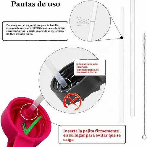 Vista 3 de Tapa de popote de repuesto para botella de agua de boca ancha Hydroflask, tapas superiores con popote para accesorios Hydro Flask, tapa de popote