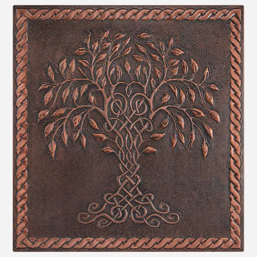 Vista 8 de Kitchen Backsplash, Celtic Tree of Life with Celtic Knot Border Copper Kitchen Backsplash, Custom Copper Backsplash Panel, Handmade Copper
