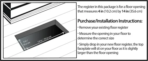 Vista 4 de Decor Grates ST414 Registro de suelo con diseño de voluta, 4 x 14 pulgadas, negro texturizado