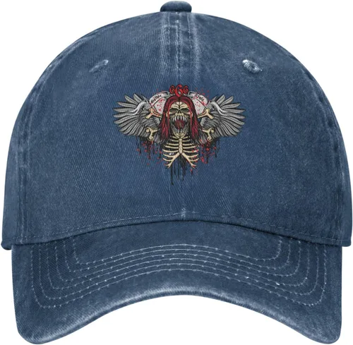 Vista 2 de Cowboy Hat Trendy Hats for Man and Women Djustable Four Season Outdoor Baseball Cap of Hell Skull with Angel Navy Blue