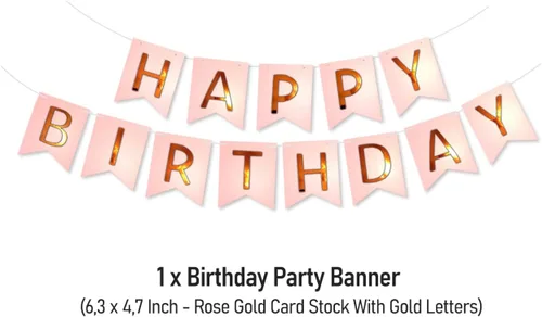 Vista 9 de Decoraciones de fiesta de cumpleaños número 55 para ella, suministros de oro rosa, juego grande con pancarta de cumpleaños y globos de 55 dígitos