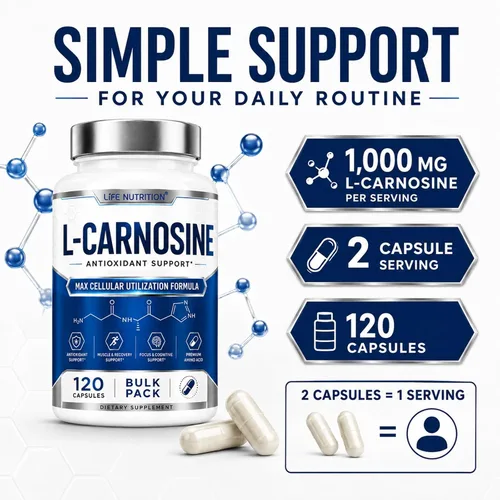 Vista 5 de Suplemento de L-Carnosina 500 mg, 120 Cápsulas Vitality