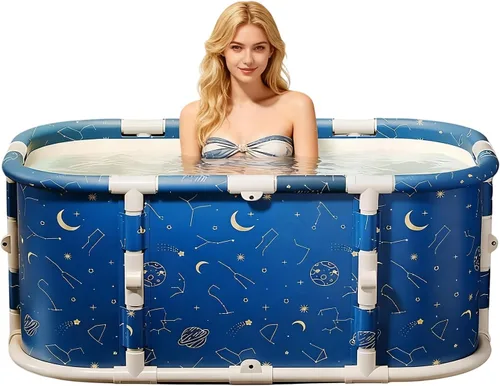Vista 4 de Bañera portátil para adultos, bañera plegable de 45 pulgadas