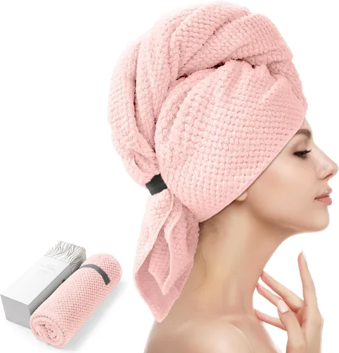 Vista 10 de YFONG Toalla Envolvente Grande para Cabello para Mujeres, Toalla de Cabello de Microfibra Súper Absorbente para Cabello Rizado, Turbantes de Cabello