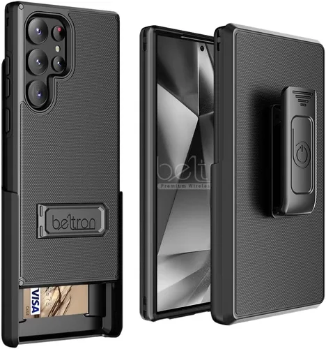 Vista 4 de BELTRON - Funda con clip para cinturón para Samsung Galaxy S24 Ultra, funda protectora delgada de doble capa de agarre de cuerpo completo y funda